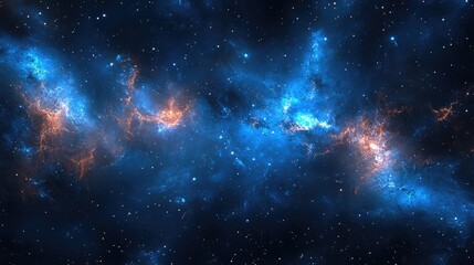 Naklejka premium Cosmic nebulae swirl in a vibrant space landscape