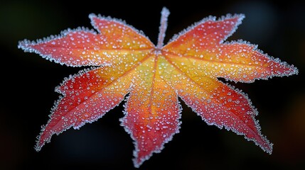 Frosty Autumn Maple Leaf: A Delicate Dance of Colors and Ice Crystals