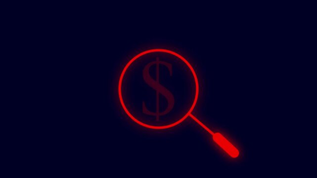  Save to Library
 Download HD Preview
 Find Similar 
Magnifying icon with dollar sing. Search Magnifying icon on dollar sign animation on the ,black background.