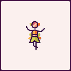 Abstract symbol of a person with floral elements, vector icon design