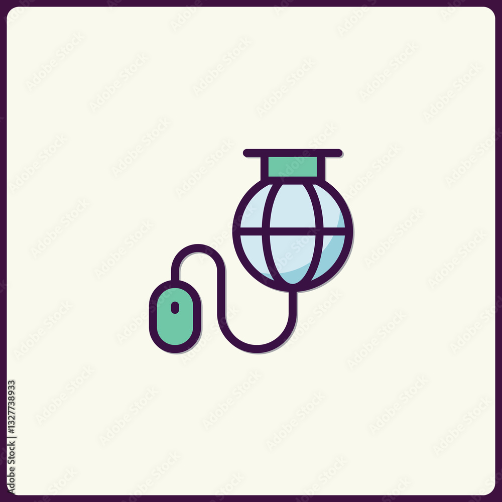 Poster global networking concept represented by world globe and mouse connection