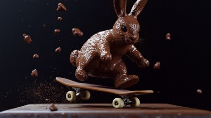 Naklejka premium Chocolate Bunny Skate Trick