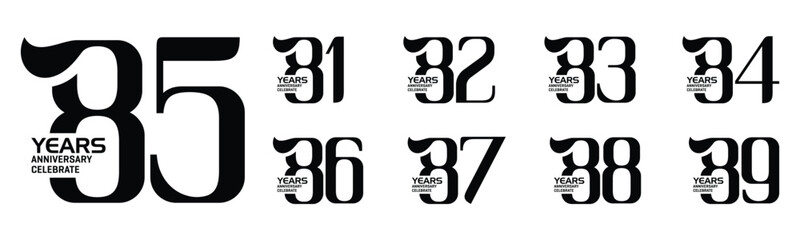 collection of creative logo designs of numbers 80 to 89. black color on white background abstract number design vector illustration