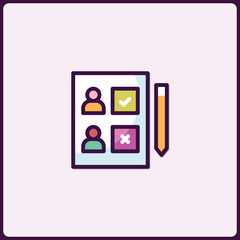 Candidate Selection Process Icon with Checkmark and Cross Vector Illustration