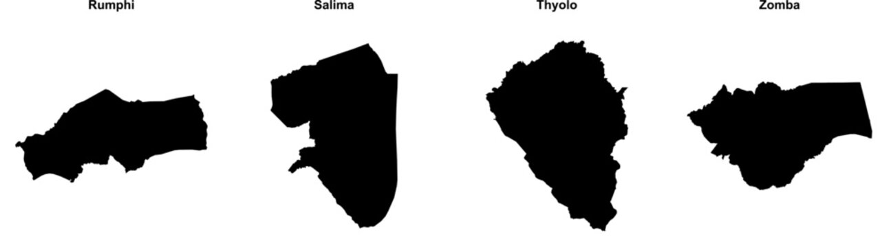 Rumphi, Salima, Thyolo, Zomba outline maps