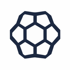 Fototapeta premium Soccer ball icon, simple graphic design, monochrome, navy blue, white background, geometric pattern, sports equipment