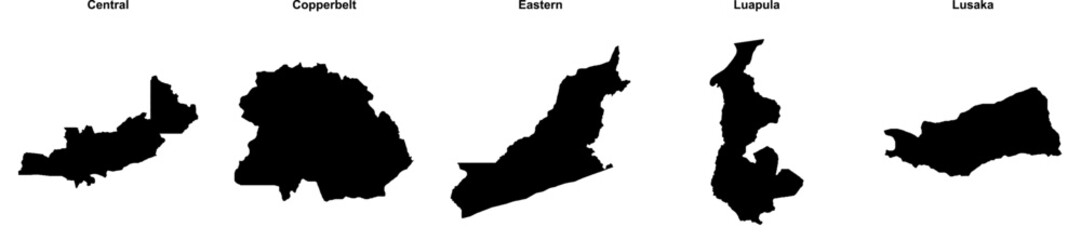 Central, Copperbelt, Eastern, Luapula, Lusaka outline maps