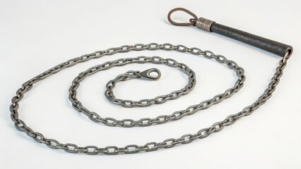 Obraz premium Metal Chain Whip on White Background