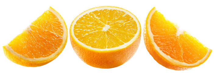 set of orange slices isolated on a white background