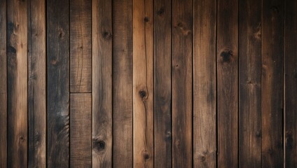 Fototapeta premium Vertical Wooden Barn Wall Planking Texture. Reclaimed Old Wood Slats Rustic Vertical Background. Home Interior Design Element In Contemporary Style. Hardwood Dark Brown Timber Solid Structure.
