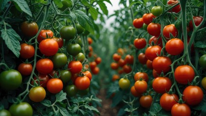 Abundant plum tomatoes in a summer garden. Top Heirloom Tomato Varieties.