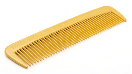 Yellow Plastic Comb on White Background