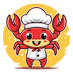 Fototapeta premium Delicious crab chef mascot