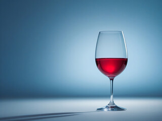 Glass Of Red wine On Gradient Blue Background