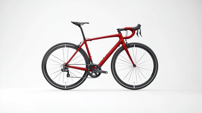 A sleek red road bicycle with black tires and handlebars perfect for cycling enthusiasts and s