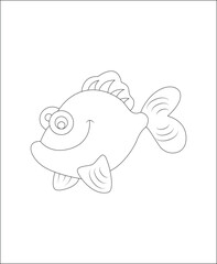 Fish coloring page |coloring book page | line art |vector art for kids and adults.