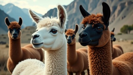 Obraz premium Llamas in the Mountains