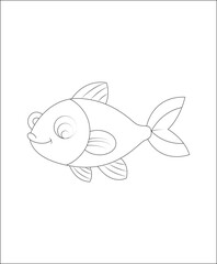 Fish coloring page |coloring book page | line art |vector art for kids and adults.