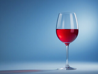 Glass Of Red wine On Gradient Blue Background