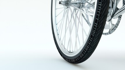Naklejka premium Closeup of a Motorcycle Wheel with Chrome Spokes and Tire Detailed View for Automotive Design