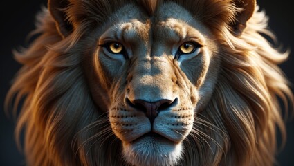 Naklejka premium Lion king on a black background.