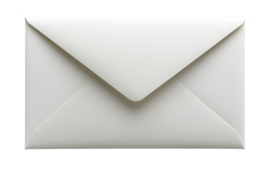 White letter envelope with closed flap on transparent background, classic stationery for mailing and invitations