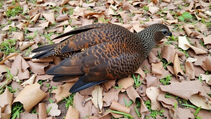Cabak birds (Caprimulgus affinis) that have fallen to the ground with wet or injured wings. This photograph was taken in a sub-district, a district, a province.