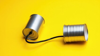 Tin can telephone communication idea.