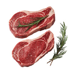 Fototapeta premium Raw Ribeye Steaks with Rosemary Sprigs