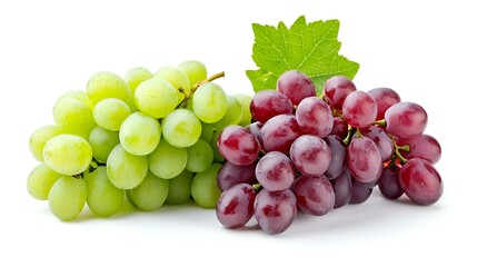 Fototapeta premium Green and Red Grapes Isolated on White Background
