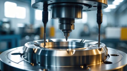 CMM machine measuring parts. Quality control of components using a multi-axis machine.