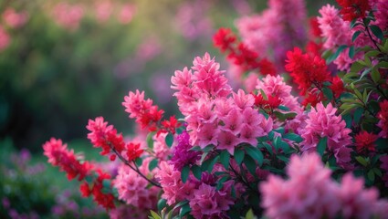 Blossoming pink azalea bush in the spring.