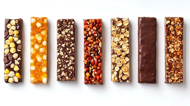 Set with different delicious protein bars