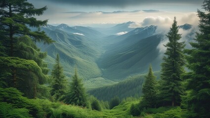 Fototapeta premium Peaks of the mountains with clouds