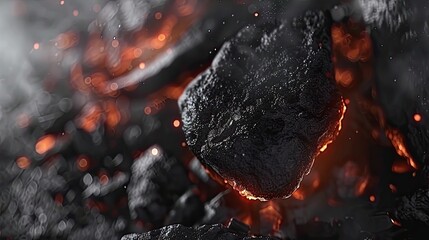 Up-close image of a rugged surface featuring dark brown and black rocks alongside scattered gravel