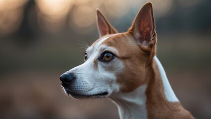 Naklejka premium Head slightly tilted to one side, with a gaze that appears deep in thought. Its expressive eyes, soft and soulful, are focused on something in the distance, as if contemplating an important mystery...