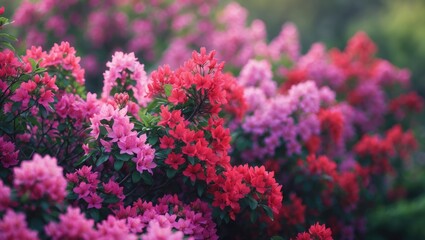 Blossoming pink azalea bush in springtime