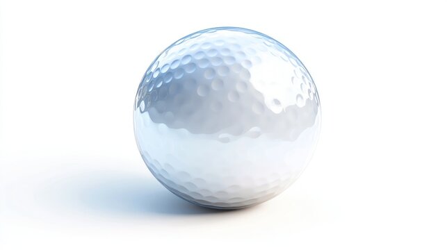 Transparent Golf Ball with Dimples on a White Background 3D Rendered Sports Equipment Image fo