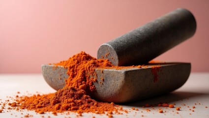 Traditional Sri Lankan method of grinding spices using a grinding stone. Prior to the use of electric blenders, spices were laboriously ground by hand with the grinding stone.
