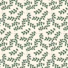 Seamless floral pattern with elegant green leaves on a light background. Perfect for textiles, wallpapers, wrapping paper, invitations, and decorative projects.