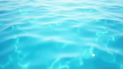 Obraz premium Light blue water displaying ripples on the surface. Blurred defocus transparent clear calm water surface texture featuring splashes and bubbles. Water waves create a shining pattern texture backgro...