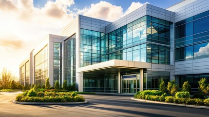 A sleek hospital building with expansive glass windows and steel accents