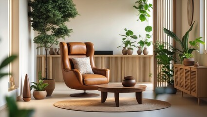 Interior of a living room featuring an armchair, glucophone, and singing bowl.