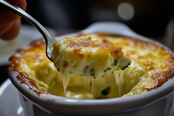 Broccoli and cauliflower gratin with a cheese crust that crumbles under a spoon