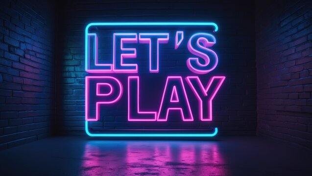 Glowing lettering template for a sign that says Let's Play.