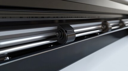 Close-Up of Industrial Printing Machine Roller and Mechanism