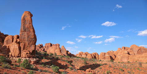 Fototapeta premium Arches National Park, Utah: Magnificent Red Sandstone Formations and landscapes.