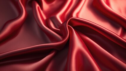 Obraz premium Blurred red fabric with soft, flowing folds and subtle shadows, creating an elegant and luxurious texture. The rich tone and smooth satin sheen provide a sophisticated appearance.