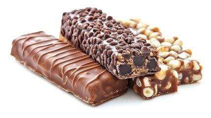 Tasty candy bars isolated on white background