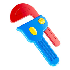 Toy Plumber Wrench, pipe wrench. 3D rendering isolated on transparent background